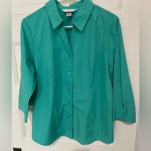 Christopher & Banks Green Button-Down Shirt, Size Large
